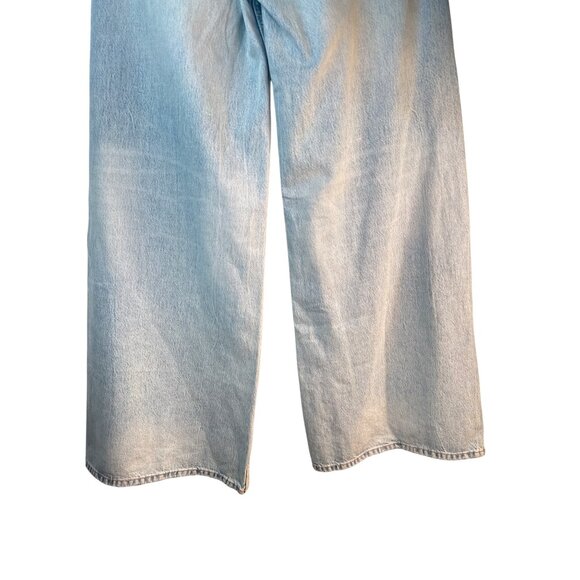 ZARA Womens Size 6 Light Wash Wide Leg Jeans Distressed Hem Denim Casual - Picture 8 of 14